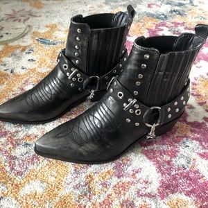 YRU Studded Ankle Boots Booties with Harness